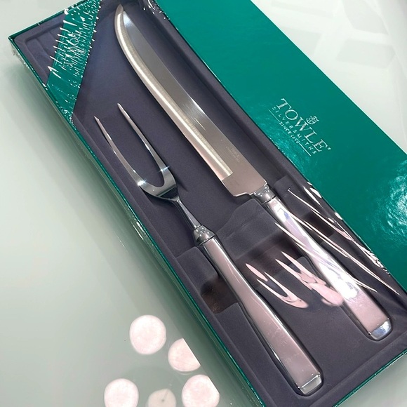 *NEW* Vintage Towle Silversmiths Stainless Steel Carving Set made in USA - Picture 2 of 9